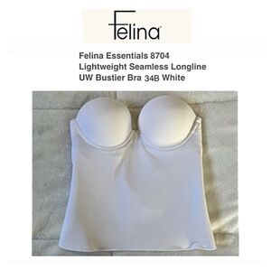 FELINA INTIMATES BUSTIER CORSET LONGLINE BRA 34B WHITE underwire seamless #8704